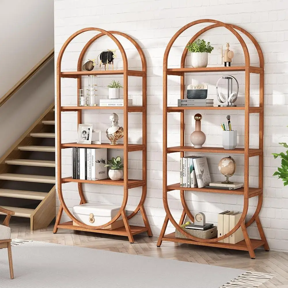 5-Tier Open Bookshelf Modern Storage Rack Freestanding Display Shelf Storage Organizer Heavy Duty Multifunctional Corner Shelf 4
