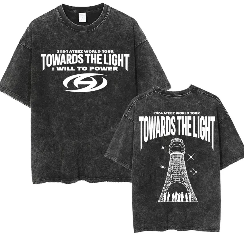 Korean ATEEZ 2024 World Tour T Shirts Towards The Light Vintage