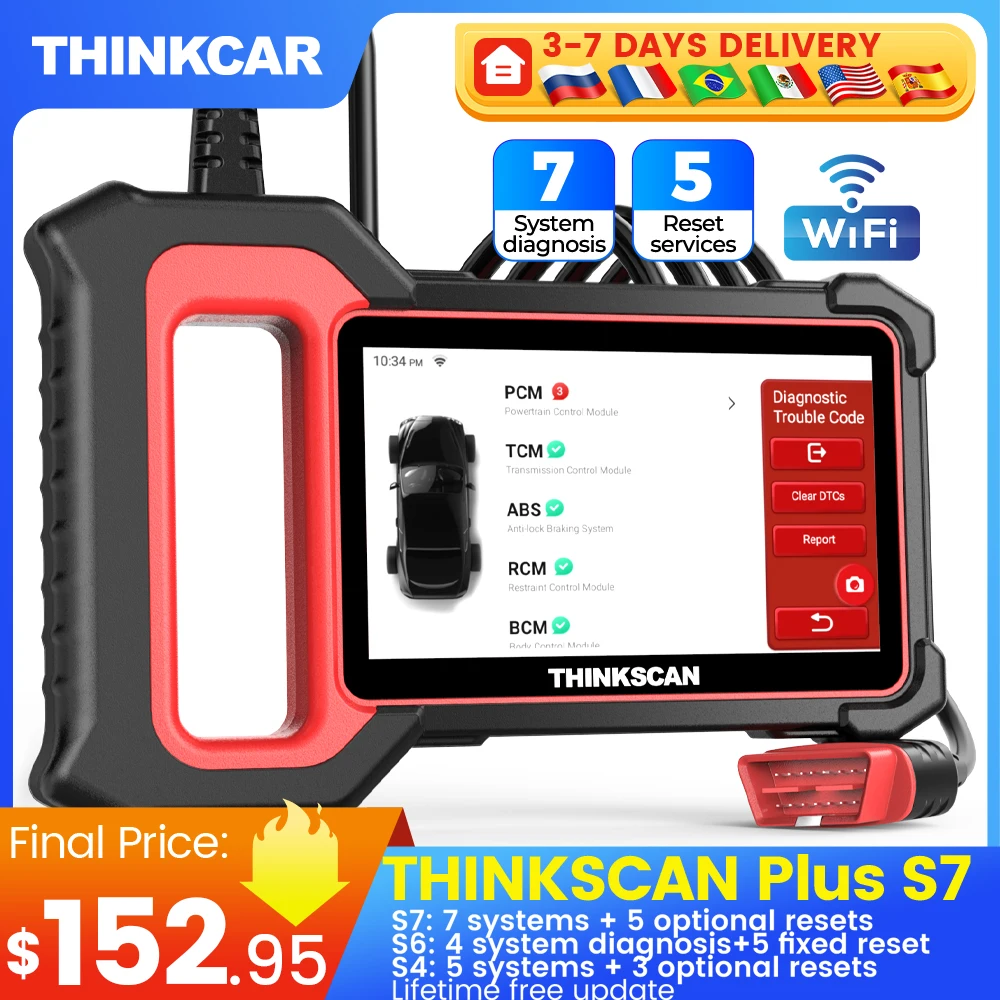 THINKCAR ThinkScan Plus S7/S6/S4 OBD2 Сканер Проверка ABS, SRS, ECM, TCM, BCM, AC, IC системы, бесплатные специальные диагностические инструменты для сброса