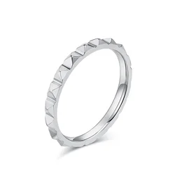 Titanium Steel Pyramid Grid Matte Pinky Ring - Geometric Adjustable Jewelry - 8 (Silver Color)