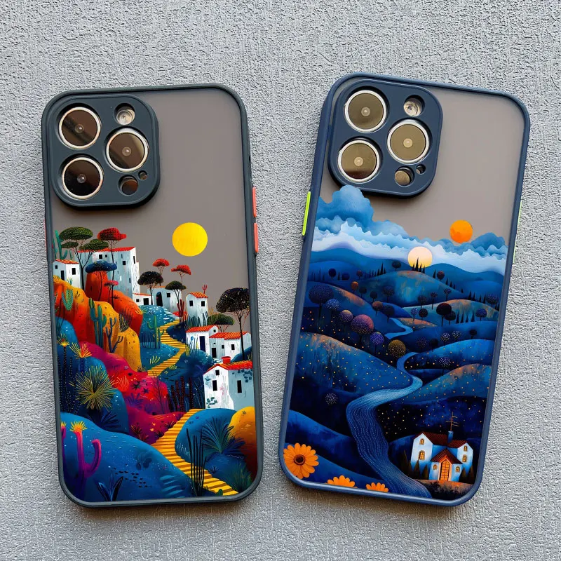 Yellow Sunset Mountain Shockproof Phone Case - Natural Scenery Cover