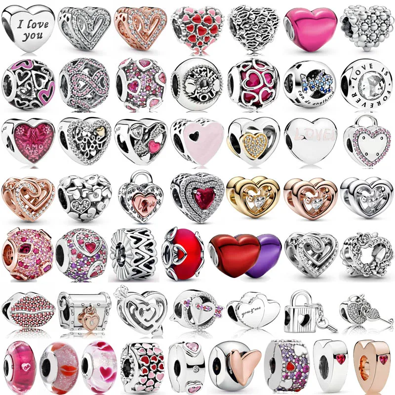 

Valentine's Day Lock Your Promise Love Heart Bead 925 Sterling Silver Charm Fit Europe Bracelet For Women Gift DIY Jewelry