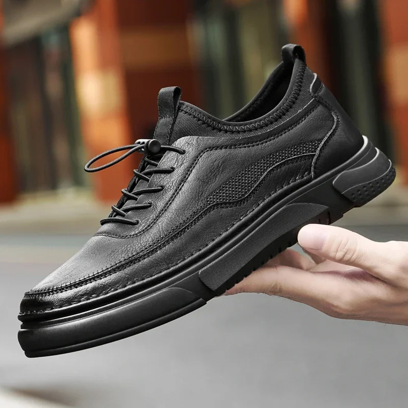 

Summer New Travel Shoes Thick Soles Men Genuine Leather Casual Shoes Fashion Mens Sneakers Walk Hiking Shoes Male Outdoor Shoes
