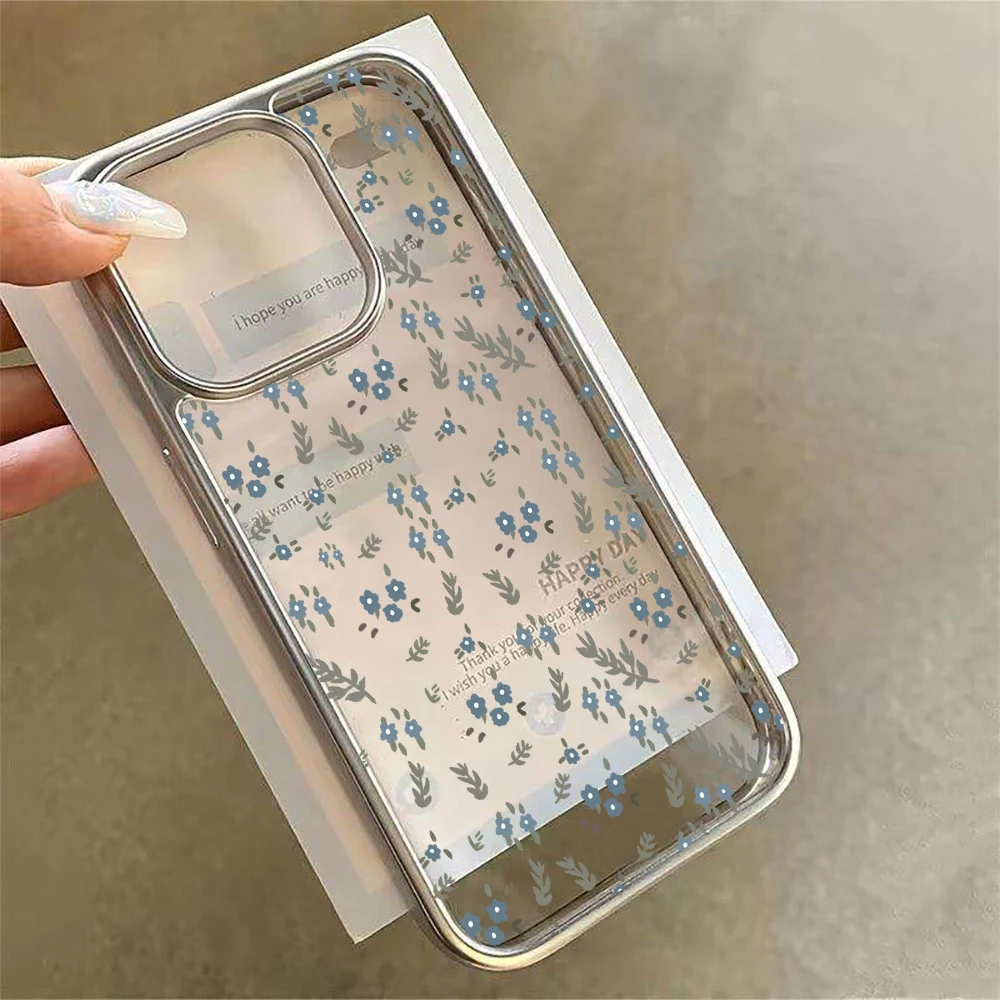 Elegant Floral Transparent Shockproof Phone Case with Plated Accents