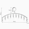 New Curved Stainless Steel Hanger Windproof Space Saving Multi Clip Hanger Flat Strip Silver Balcony Clothes Hanger Home 6