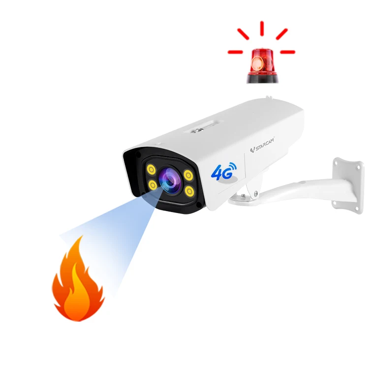 VStarcam FG511 4G 스마트 불릿 IP66 보안 카메라 연기 및 화재 감지 감시 카메라 4G 네트워킹 야외 카메라