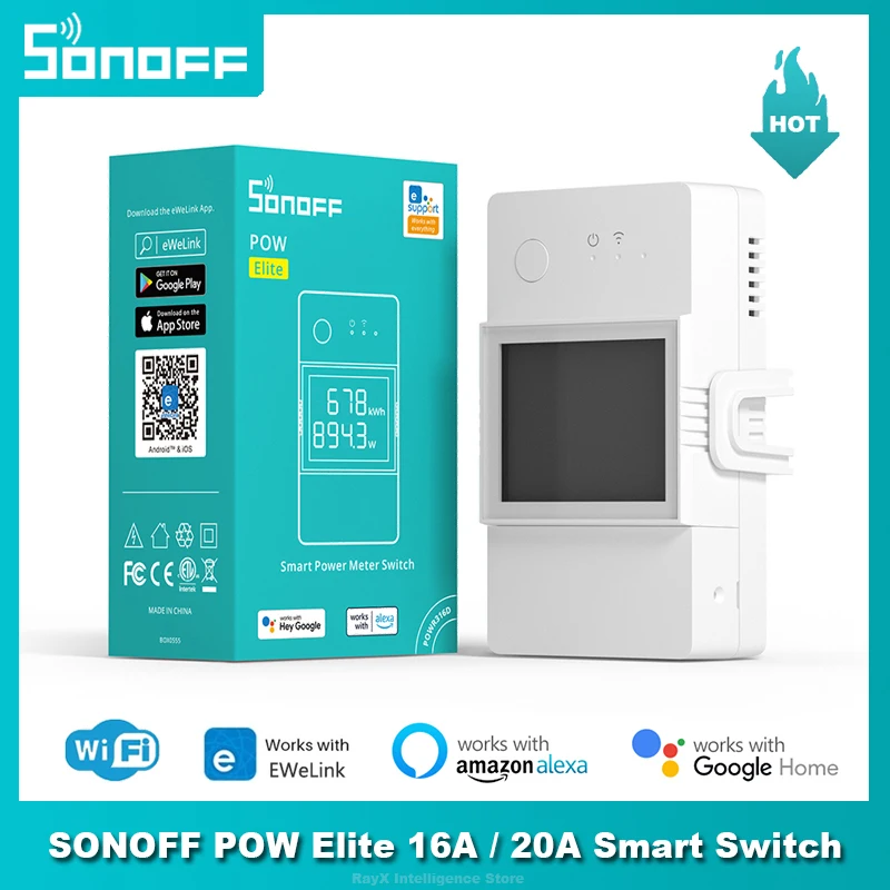 

Датчик мощности SONOFF POW Elite 16 А/20 А, умный выключатель с защитой от перегрузки, с реальным таймером, для умного дома, работает с eWeLink Alexa Google Home