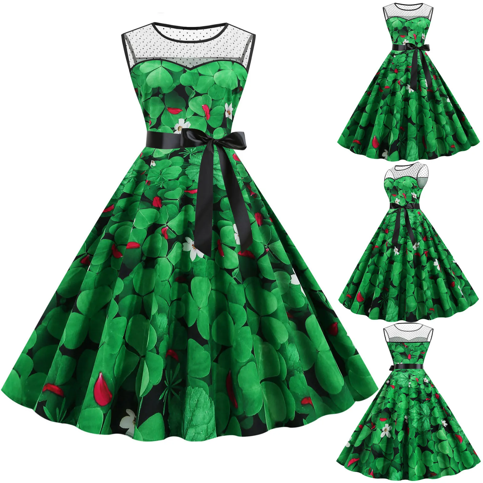 

Shirt Dresses Women's St. Day Sleeveless Lace Evening Party Prom Dress Halter Dresses for Women Summer