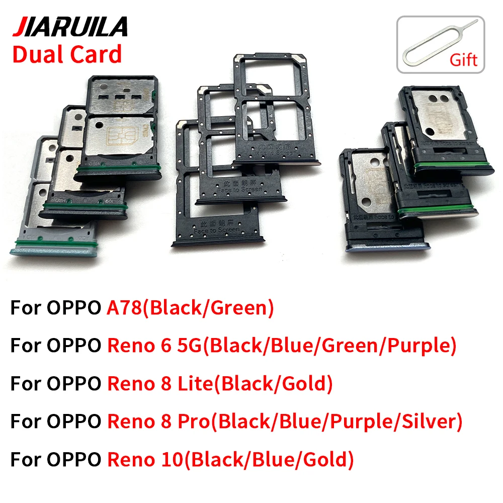 새로운 SIM 카드 홀더 트레이 칩 슬롯 드로어 홀더 어댑터 소켓 부품 (OPPO Reno 6 5G 8 Lite Pro 10 듀얼 카드용)