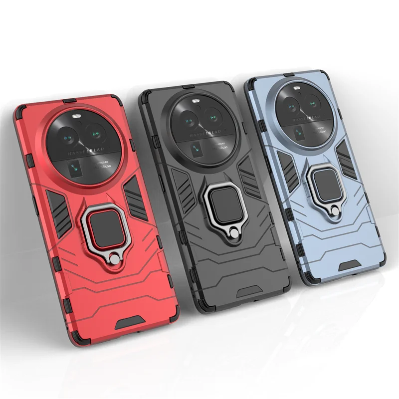 Trova X6 X 6 Findx6 Pgfm10 Custodia Antiurto Paraurti Armor Funda Per Oppo Find X6 X5 Pro Cover Finger Metal Ring Kickstand Coque