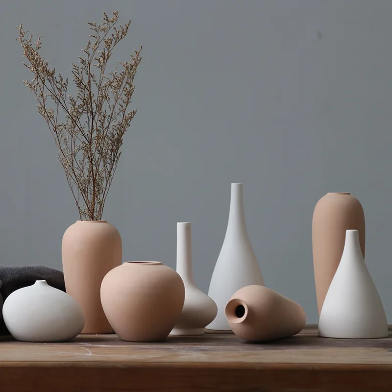 

Handmade plain ceramic vases, display rack art decoration, simple DIY ornaments