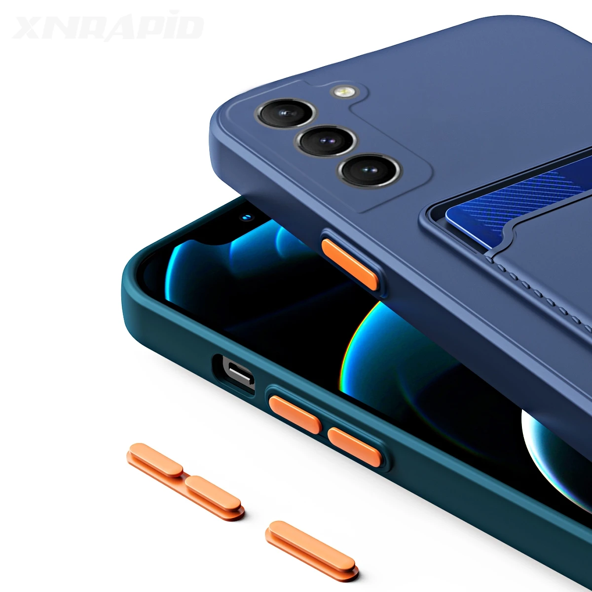 Soft Silicone Card Holder Wallet Phone Case Cover