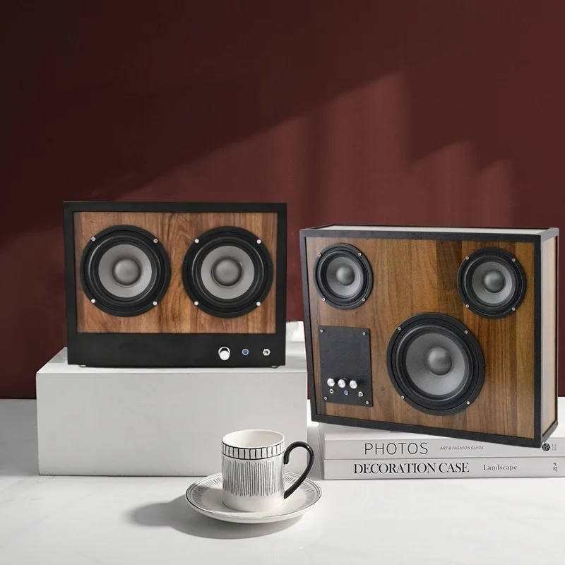 Vintage wooden wireless Bluetooth speaker high-power metal subwoofer Living room desktop decoration Festival gifts caixa de som