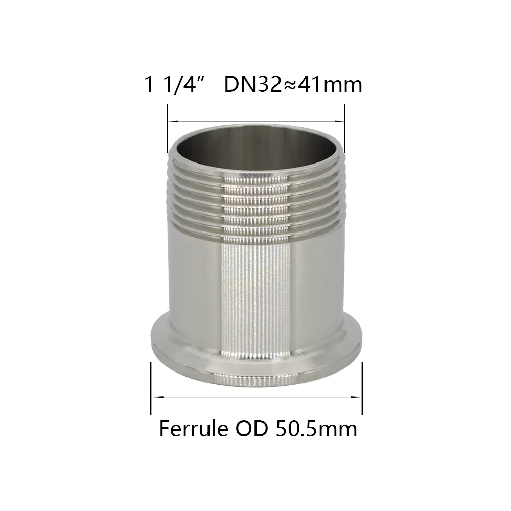 3/4&ldquo; 1&rdquo; 2&ldquo; Male Threaded to Tri Clamp Ferrule 304 Sanitary Stainless Steel Pipe Fitting