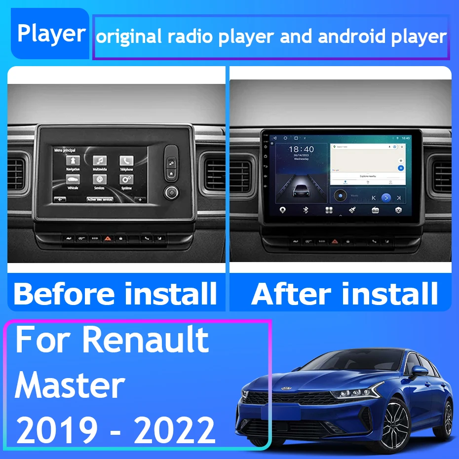 For Renault Master 2019 - 2022 Car Radio Carplay GPS Navigation Stereo Android Auto Screen Bluetooth Video 5G Wifi Video No 2din
