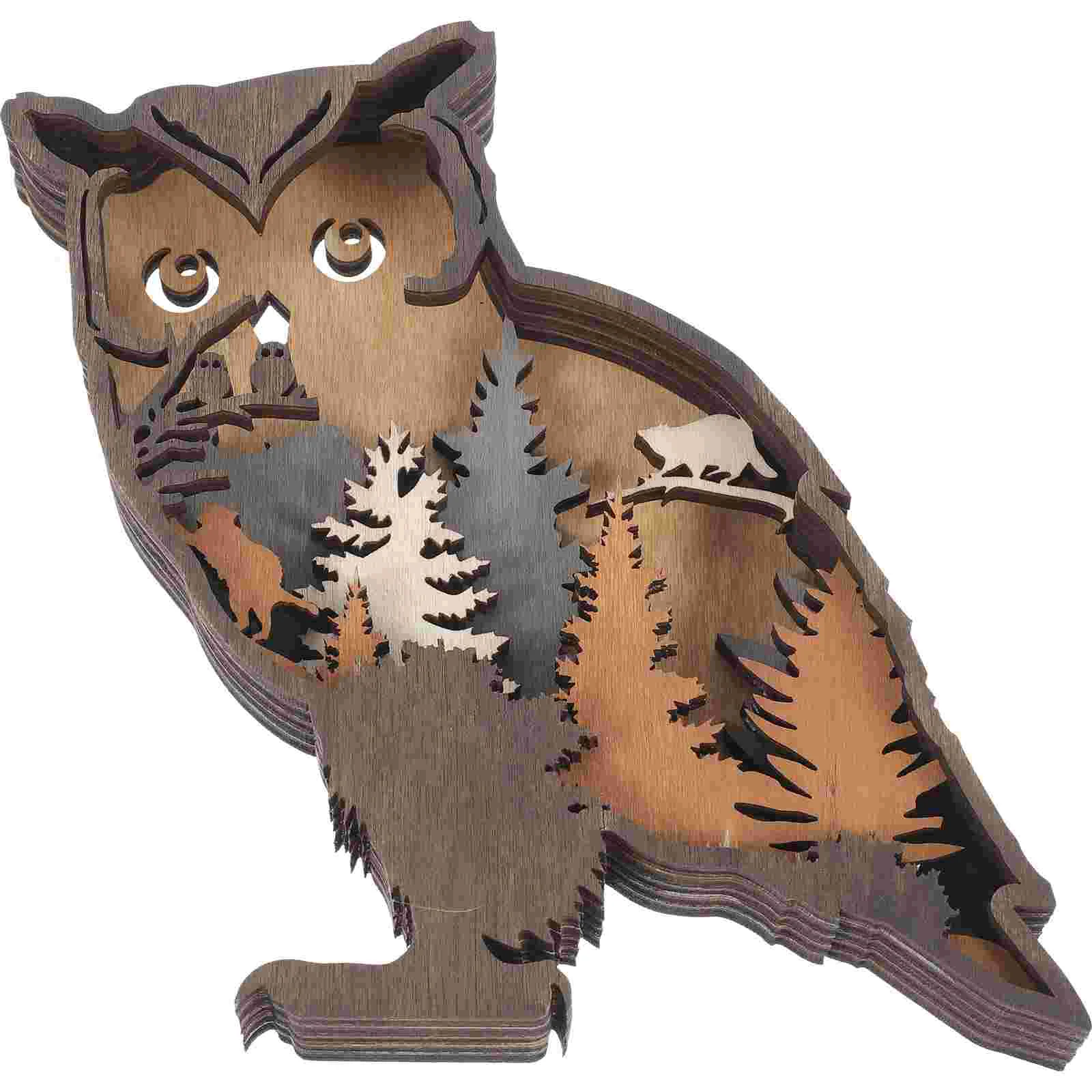 

Owl Ornament Cabin Decor Rustic for Living Room Animal Home Décor Wall Boxwood Bedroom