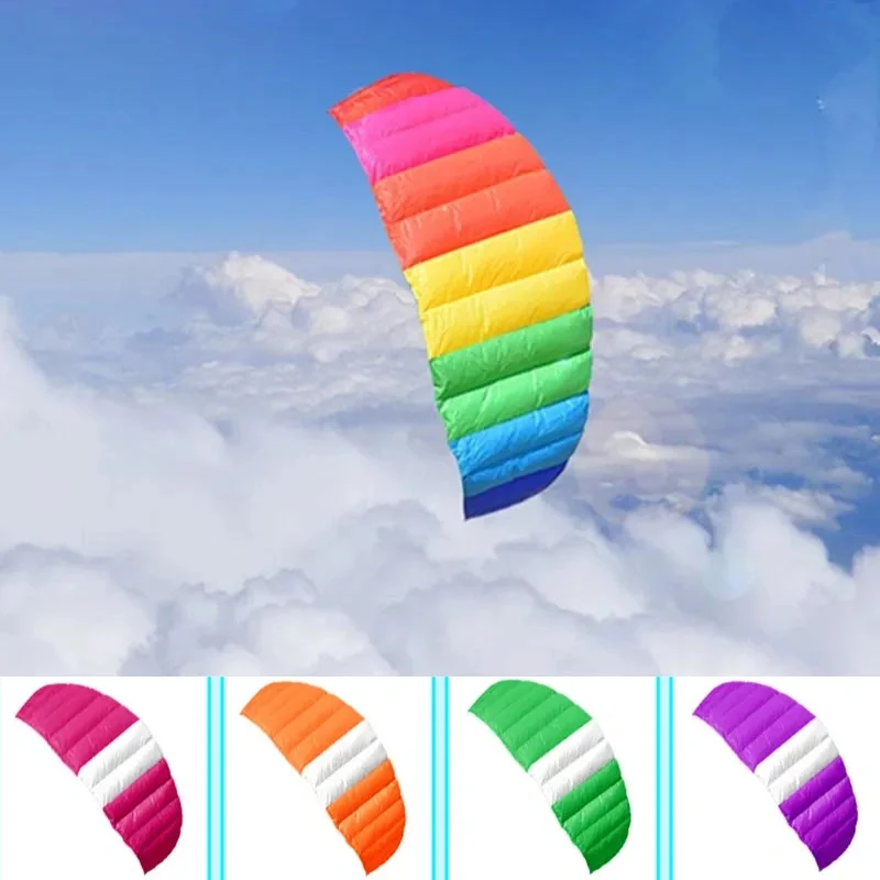 

free shipping 210cm dual line sport power kite flying for new beginner parachute rainbow umbrella nylon fabric paraglider koi