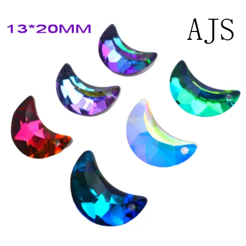 

50/75 шт. 13*20 мм 6722 хрустальные подвески в форме Луны фэн-шуй DIY AB ювелирные изделия орнамент серьги подвеска ожерелье Бесплатная доставка