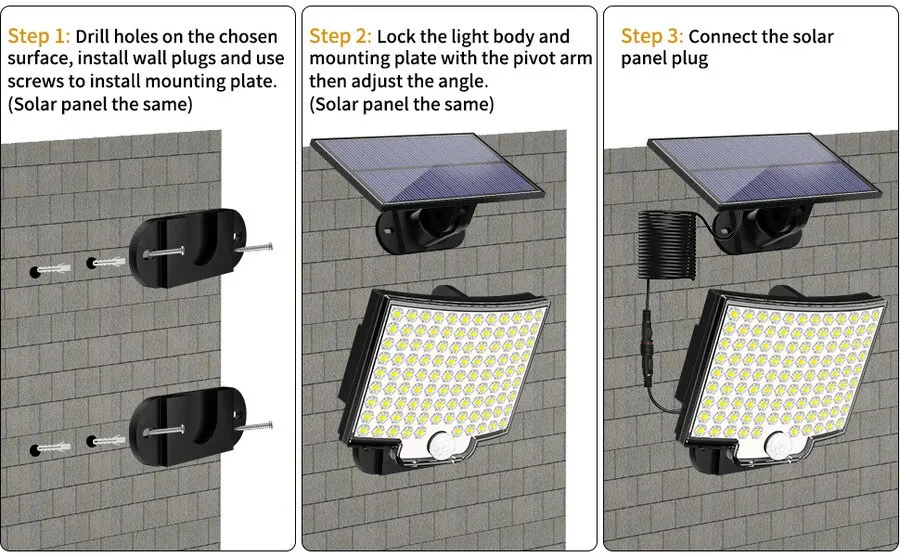 Description Picture 6 of item106LED Outdoor Solar Light with Motion Sensor Floodlight Remote Control IP65 Waterproof for Patio Garage Security Wall Light
