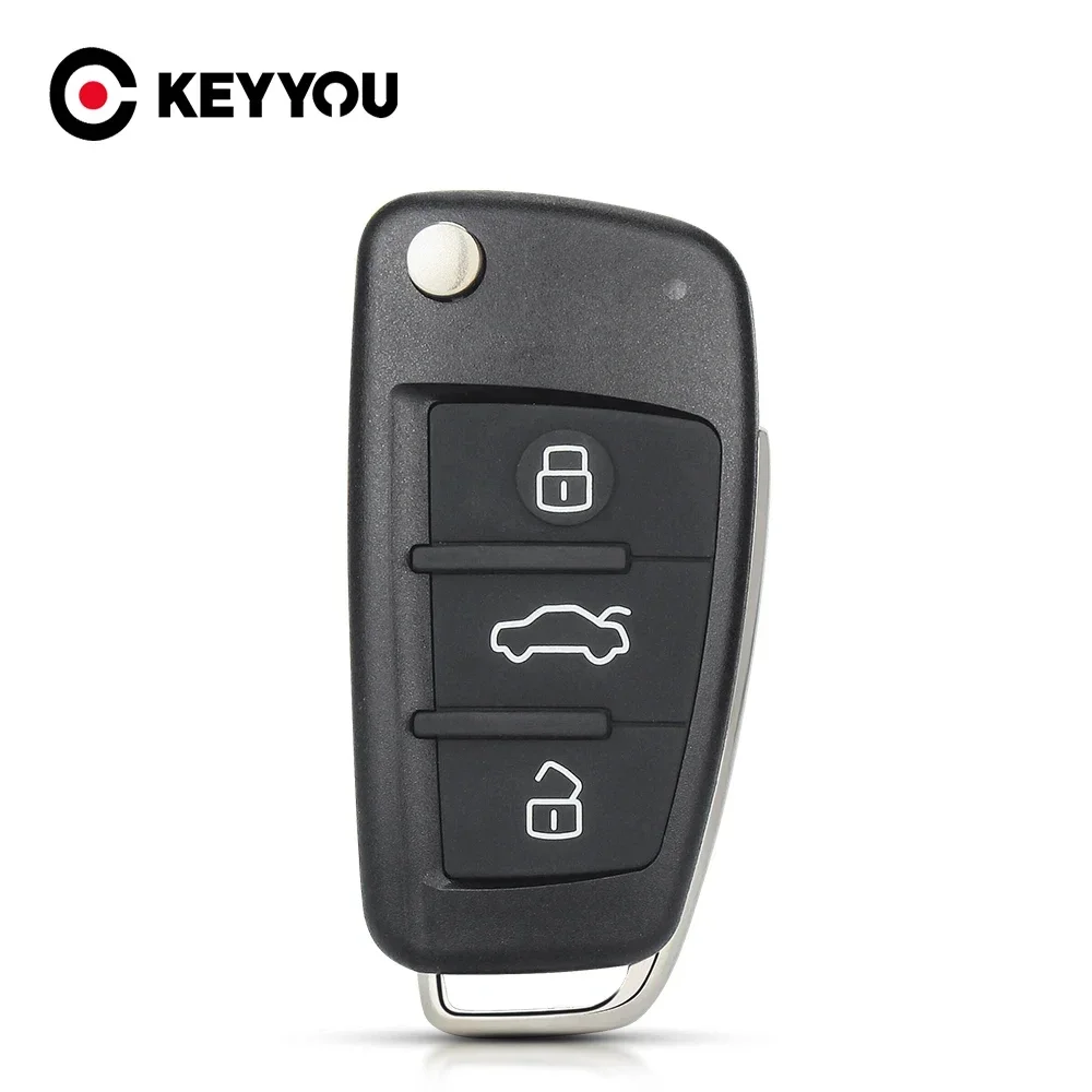 

KEYYOU 10PCS 3 Buttons Replacement Car Key For Audi A3 A4 A5 A6 A8 Q5 Q7 TT S LINE RS Flip Remote Key Shell Case