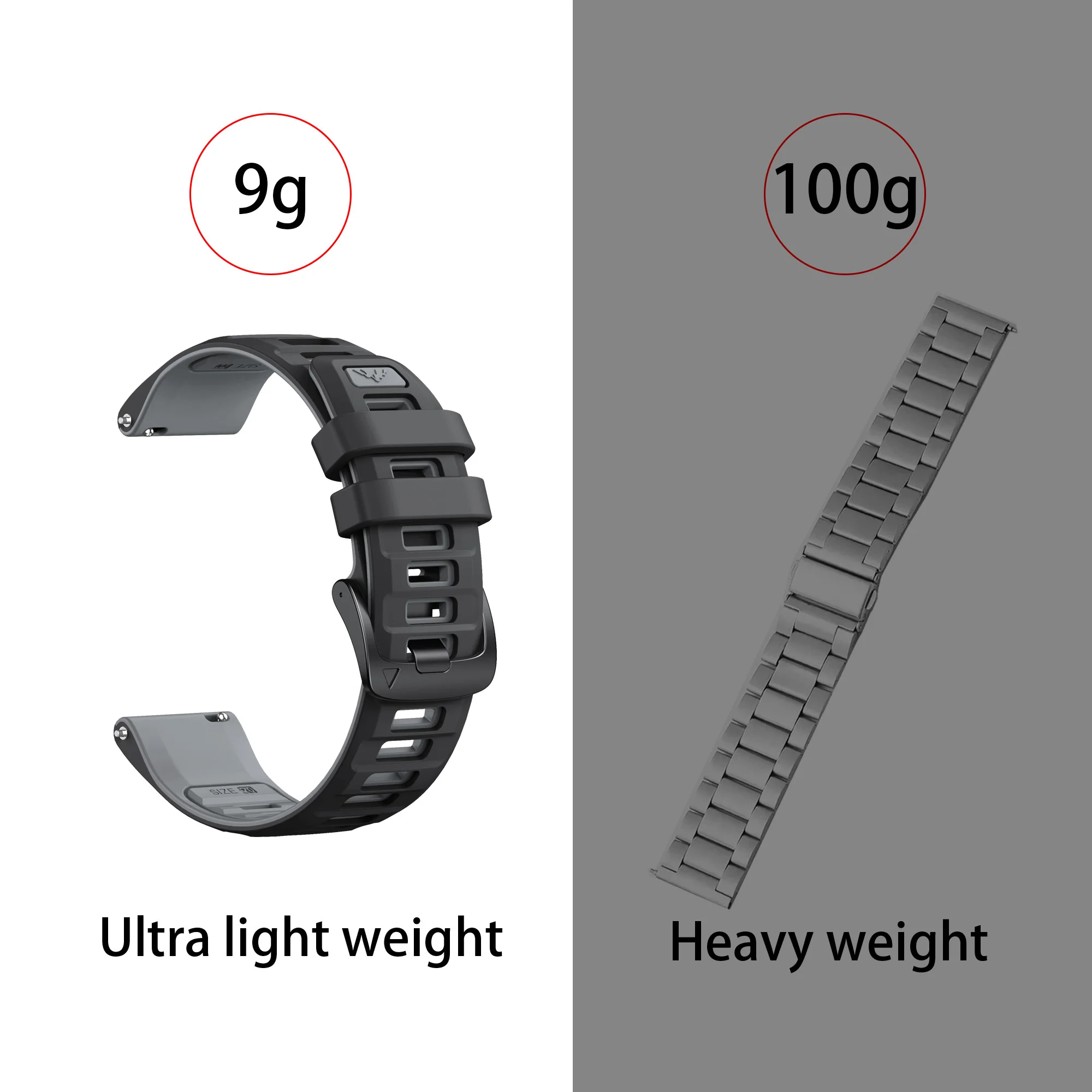 Premium 20mm Silicone Smart Watch Replacement Strap in Classic Black