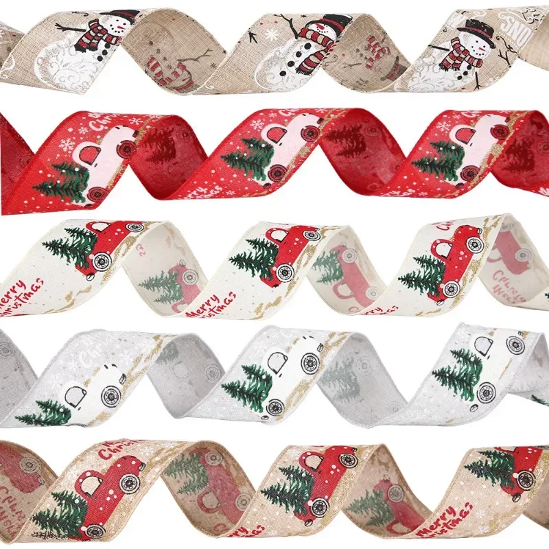 Christmas Ribbon Classic Wrapping Christmas Tree Ribbon Wreath Bows DIY Fabric Swirl 리본 Burlap Ribbon With Wired Edge Gift