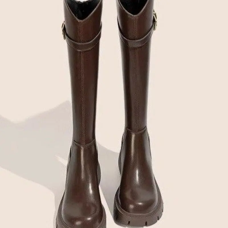 NEW Ladies Knee Boots Classic Warm Boots New Side Zipper Thick Heel Slim Boots Autumn Winter Knight Boots Women Fashion Simple