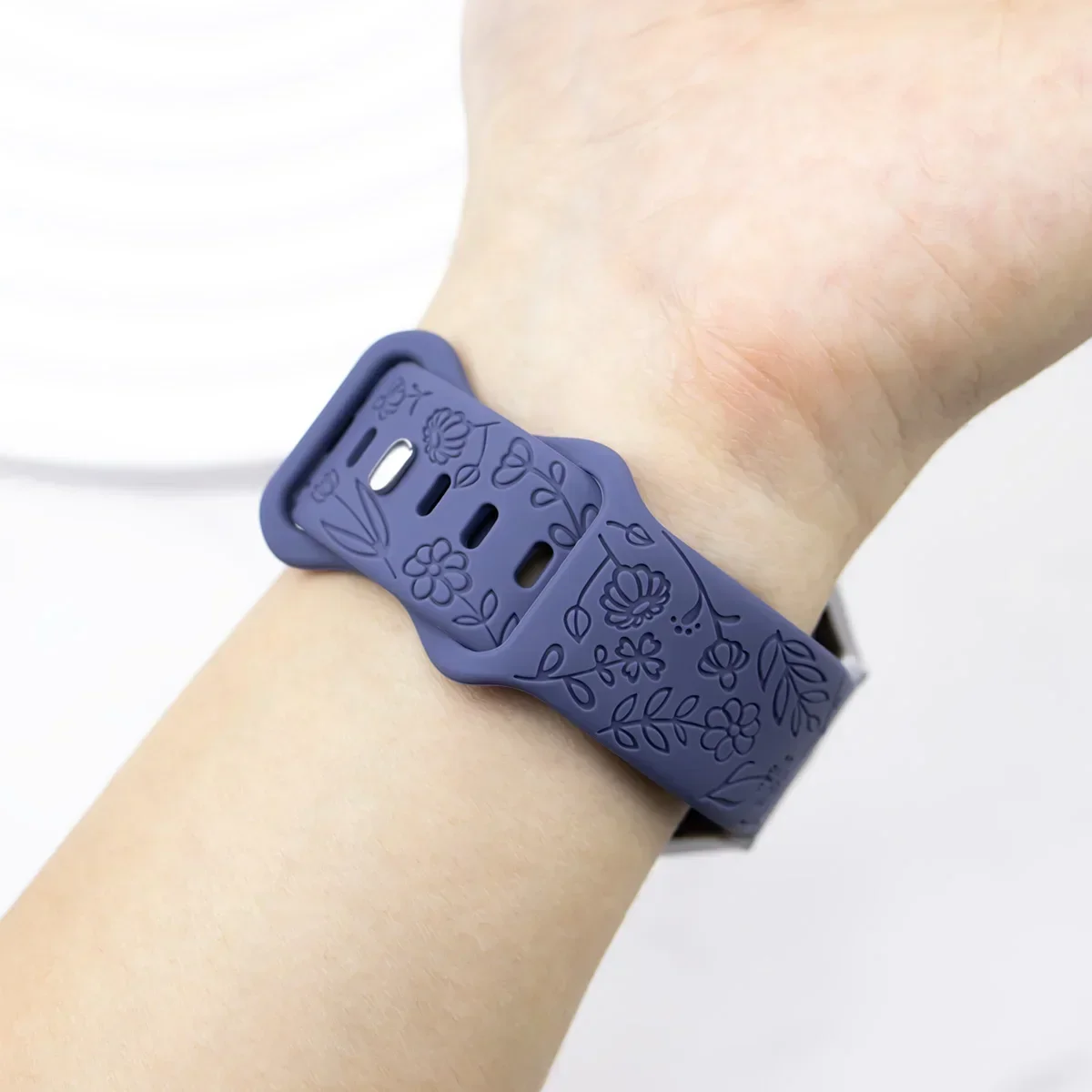 Floral Design Silicone Engraving Watch Strap Bracelet