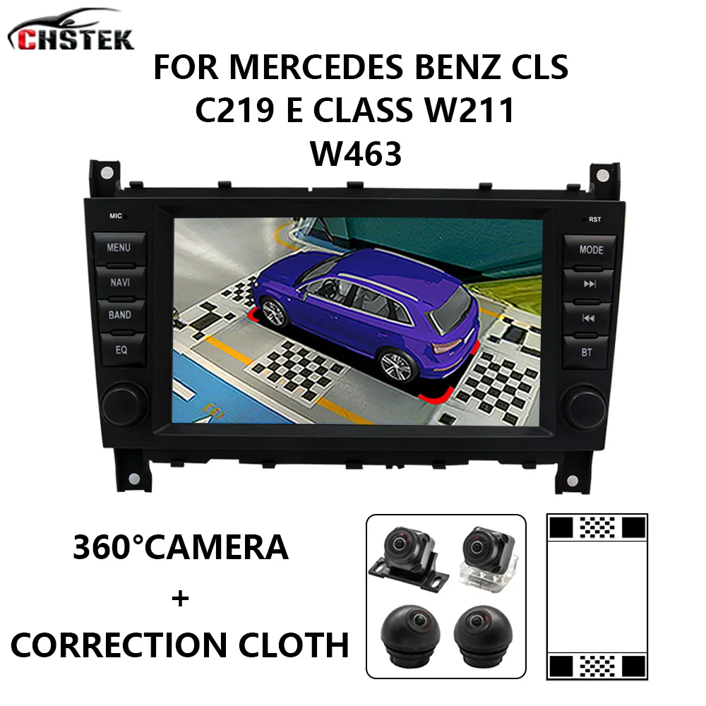 

CHSTEK Qualcomm Car Radio Android12 Multimedia Player 360 ° Camera Carplay for Mercedes Benz C Class W203 CLC CLK W209 2004-2007