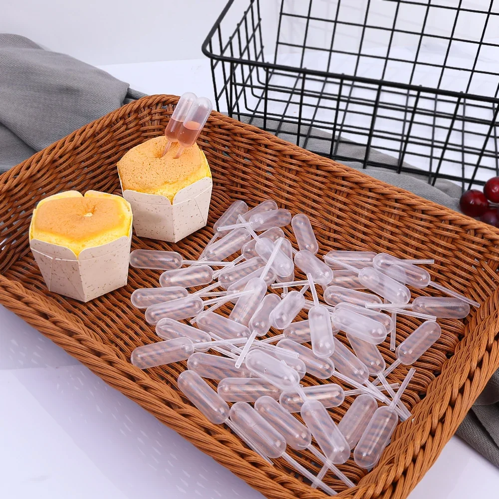 Description Picture 4 of item50-200pcs Liquid Squeeze Droppers 4ml Disposable Jam Dropper Cupcake Sauce Pipettes Droppers Stuffed Cake Baking Dessert Tools