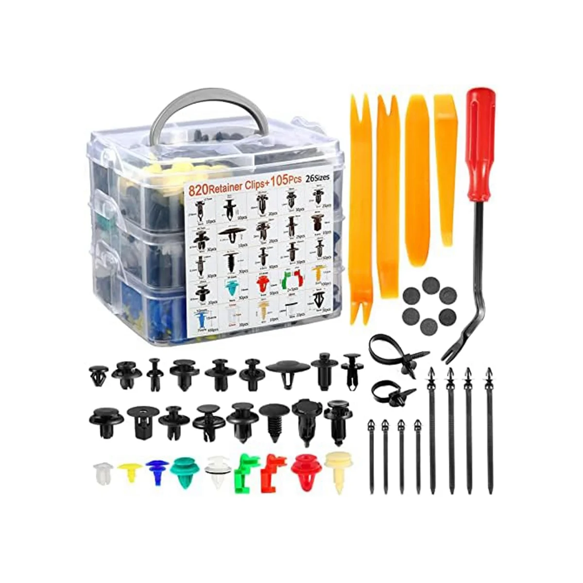 

925Pcs Car Bumper Retainer Clips Plastic Rivets Fasteners Handle Rod Clip, 26 Sizes Auto Push Pin Rivets