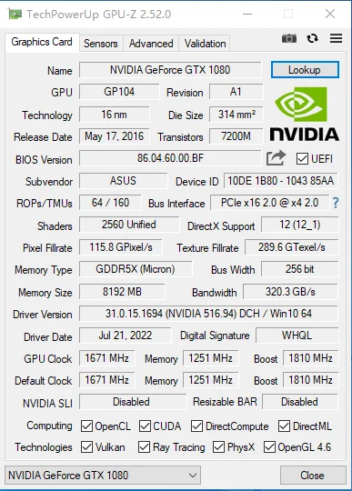 Mllse Graphics Card GTX 1080 8GB X-Gaming GPU GDDR5X 256bit PCI Express 3.0×16 8Pin GeForce GTX1080 8G Video card For Desktop 6