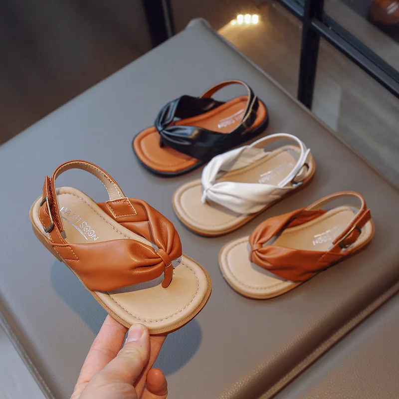 

Girls Sandals Flip Flops Summer New Clip Toe Clip Toe Roman Shoes Outdoor Casual Beach Sandals Soft Bottom Anti Slip Kids Shoes