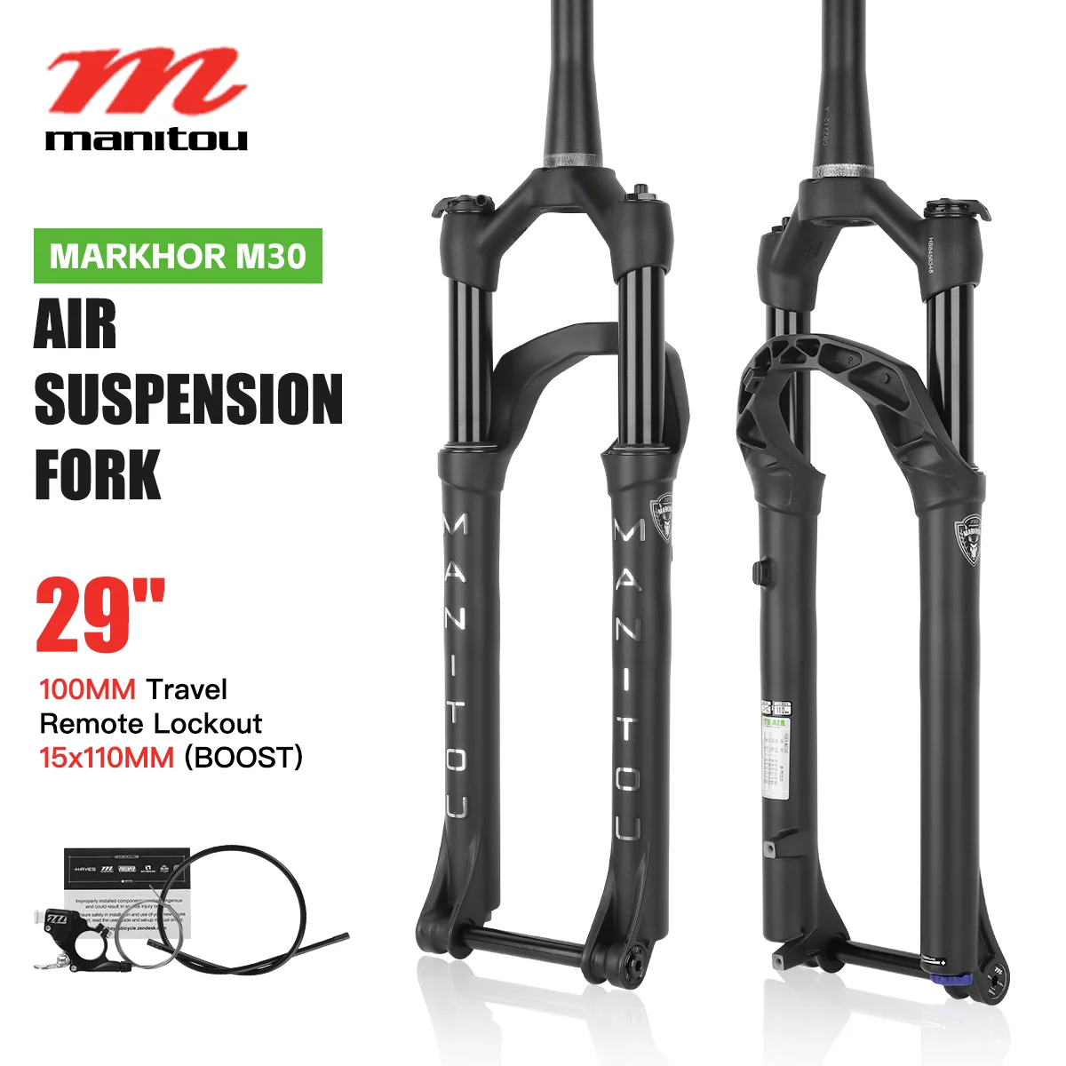 パーツ manitou Markhor 29 boost Manitou Markhor Air Fork (Matte Black) (48mm Offset) (29