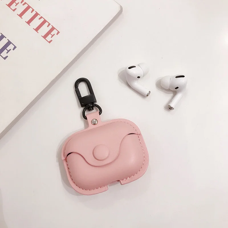 Leather Bluetooth Wireless Button Earphone Case  Pu Leather Designer  Airpod Case - Protective Sleeve - Aliexpress