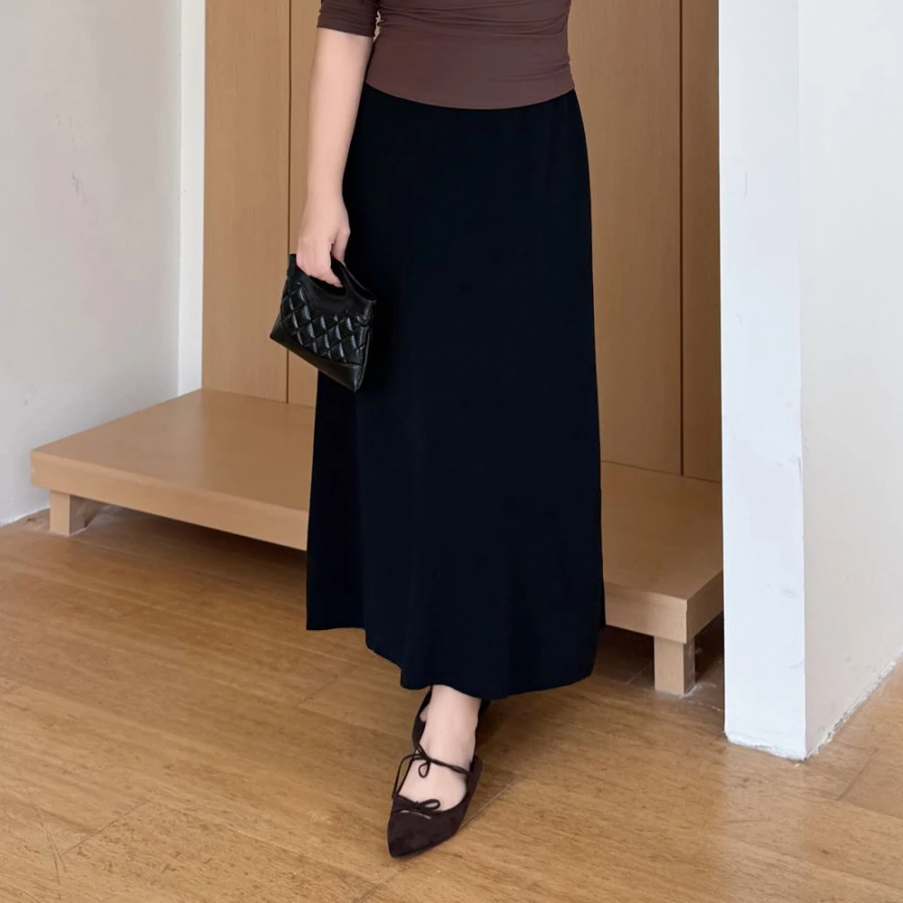 XXXL Fashion Plus Size Women's Skirt Premium A-line Knitted Bottoms French Professional Autumn And Winter 9414