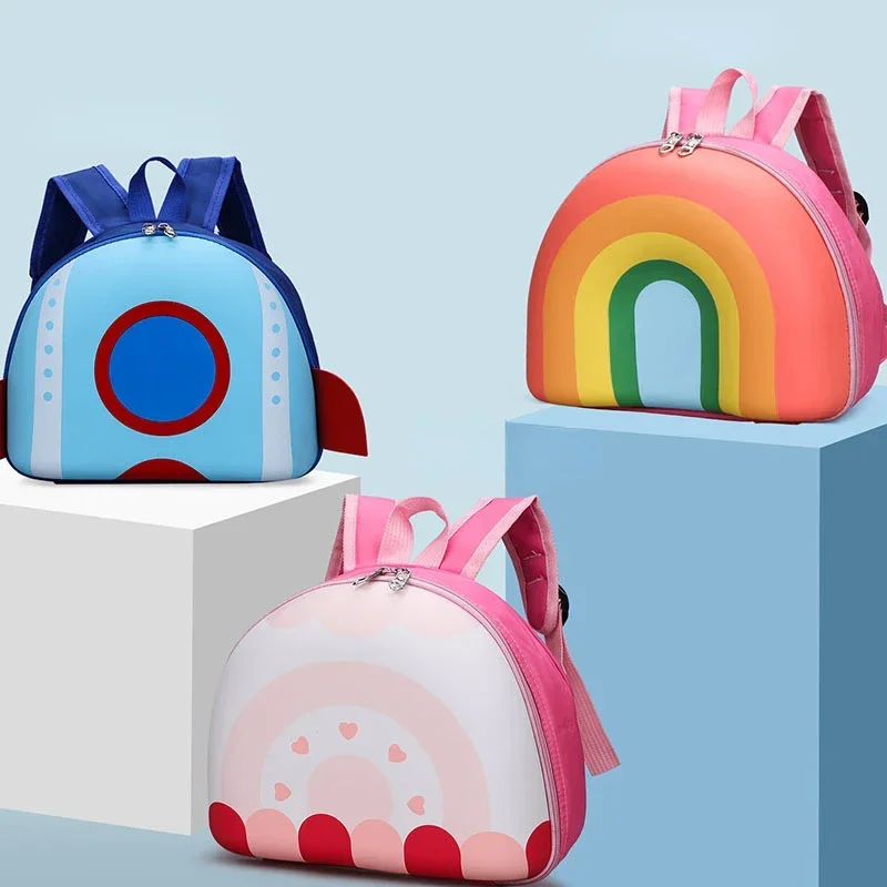 

2024 New Korean Version Rainbow Children's Backpack Kindergarten Schoolbag 3-5 Years Old Boys Girls Cute Children Kids Bag