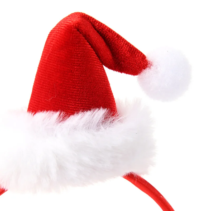 Christmas Tiara Red Velvet Hairball Headband Sweet Cute Christmas Hat Headband Feather Christmas Tree Headband