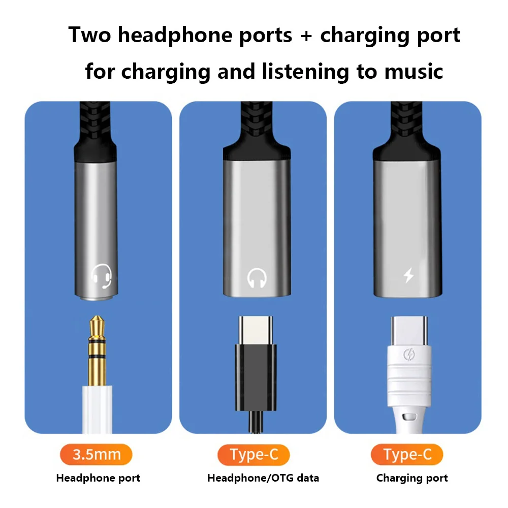 USB C 및 라이트닝-3.5mm 잭 AUX 오디오 헤드폰 어댑터 (타입 C 이어폰 및 충전 기능 포함), 아이폰 17 16 15 14 13 시리즈용