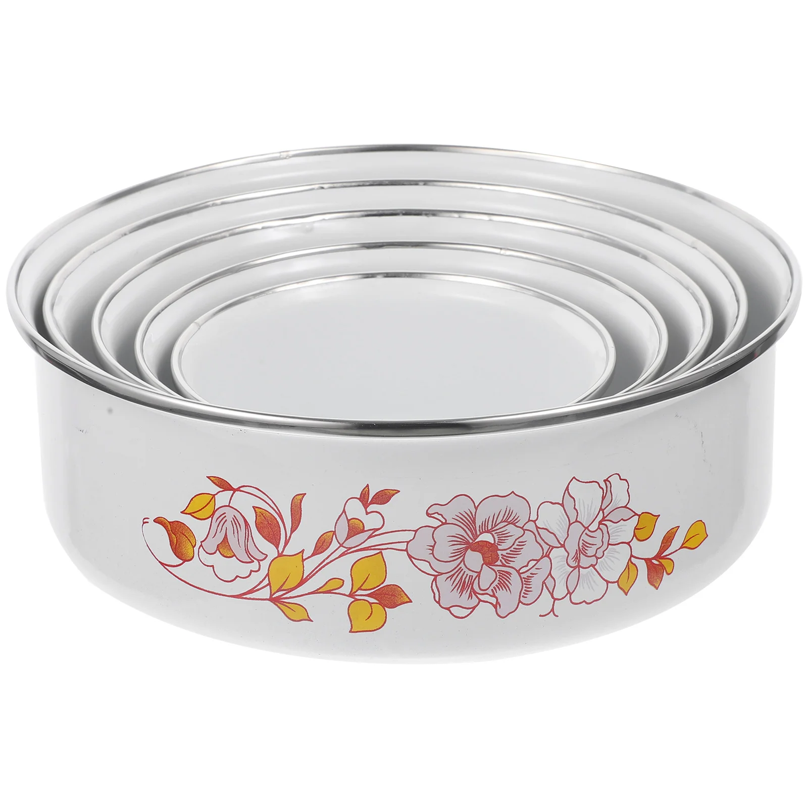 

Enamel Bowls Lids 5Pcs Nesting Storage Bowls Vintage Pasta Noodles Bowl Salad Mixing Bowl Prep Bowls Refrigerator Preservation