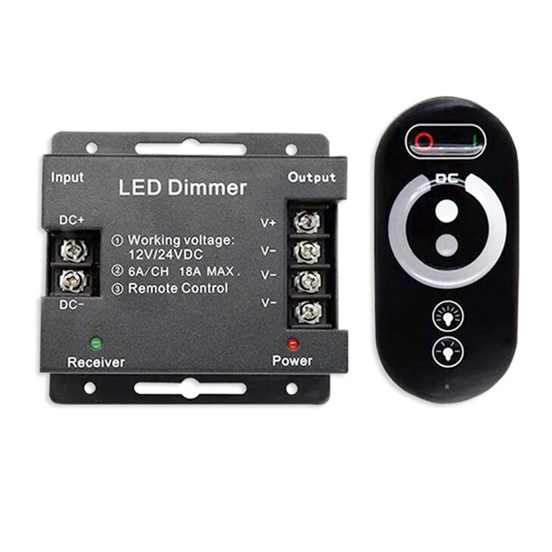 

18A LED Monochrome Controller Dimmer 12V 24V With RF Wireless Touch Remote Control For Single Color Light Bar