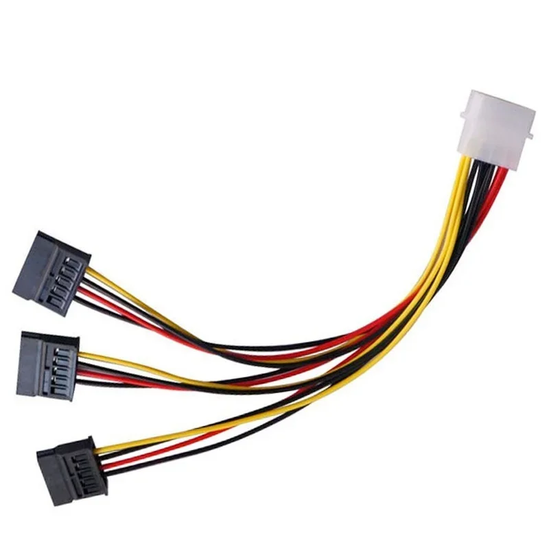 SATA Adapter Cable IDE 4Pin Male To 3 Port SATA Female Splitter Hard Drive Power Supply Cable 22cm