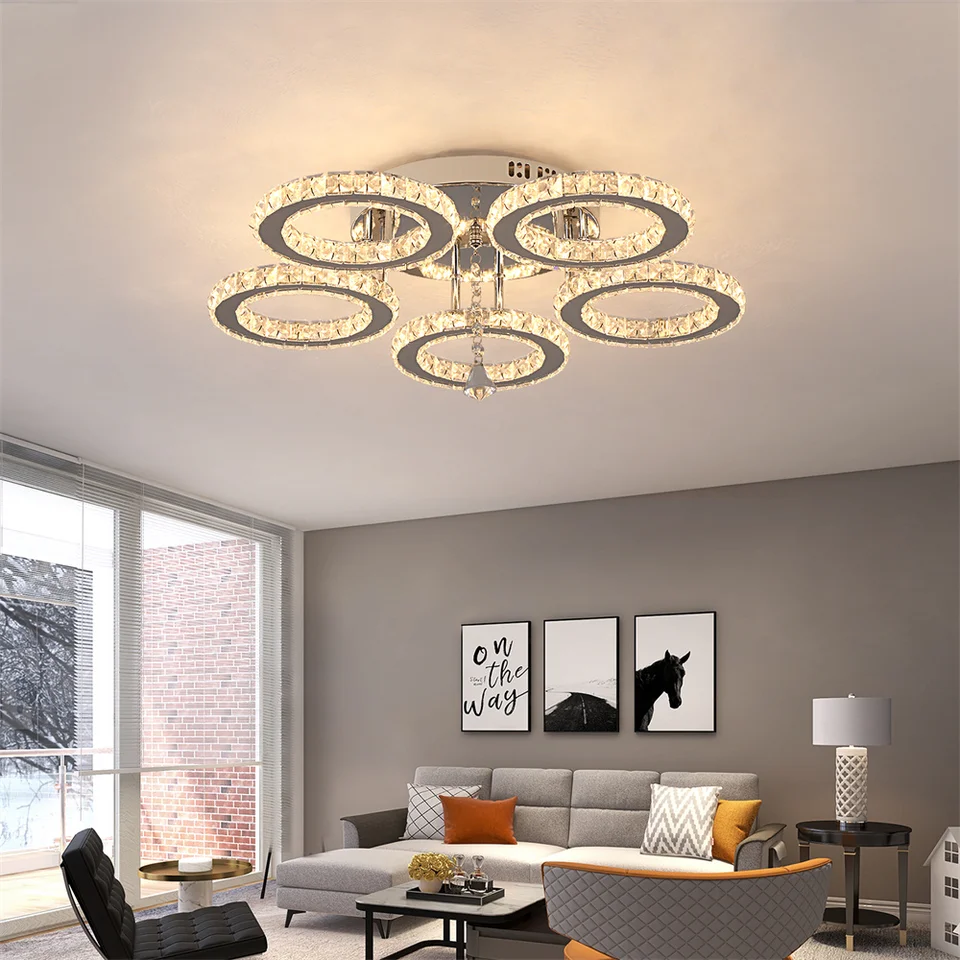 「Light Mellow Moonlight」 Crystal Light CXGLEAMING Moon Shape Crystal Chandelier - 15.7
