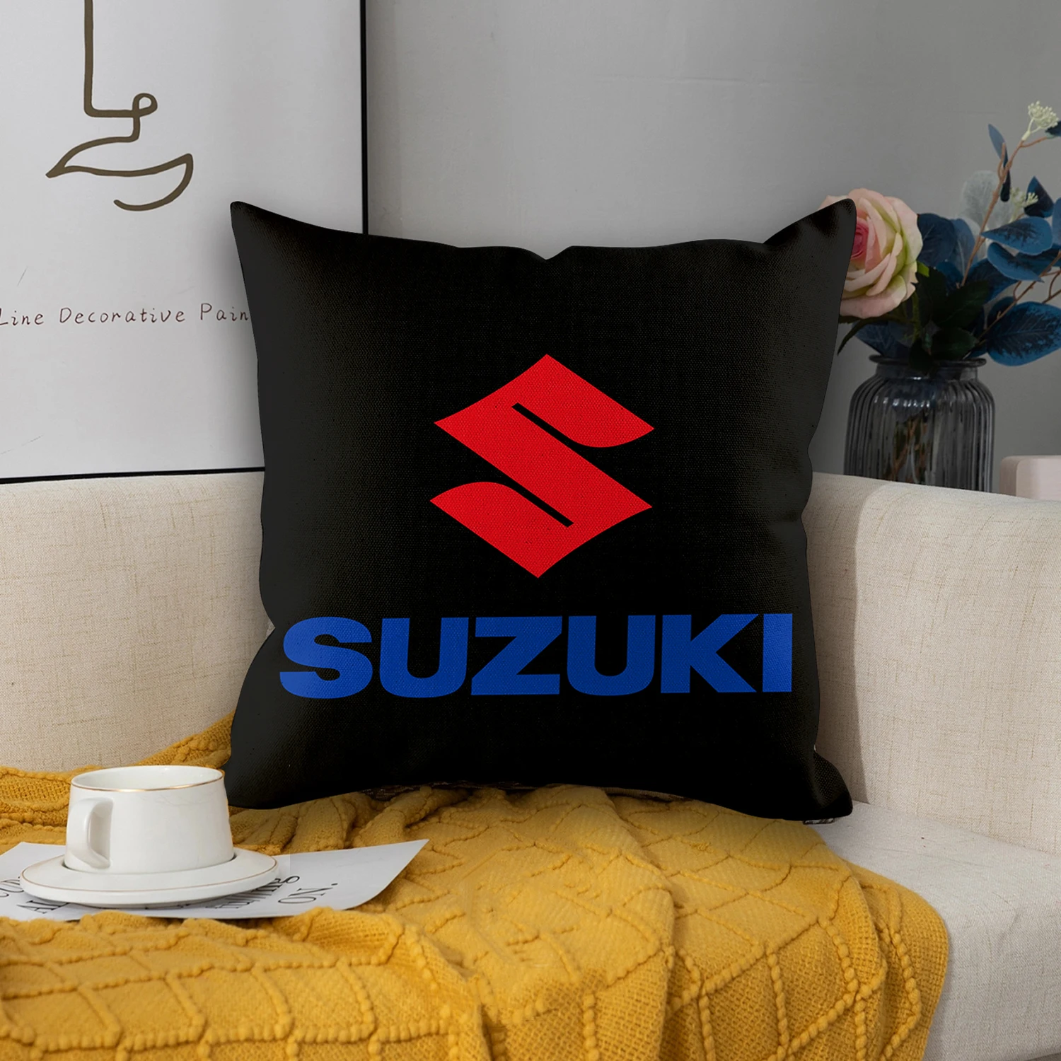 

Pillowcase 45x45 Suzuki Pillow Case Decorative Cushion Covers 50x50 Pillow Cover Double Side Mordon Home Sofa Bed Car Hotel Cafe