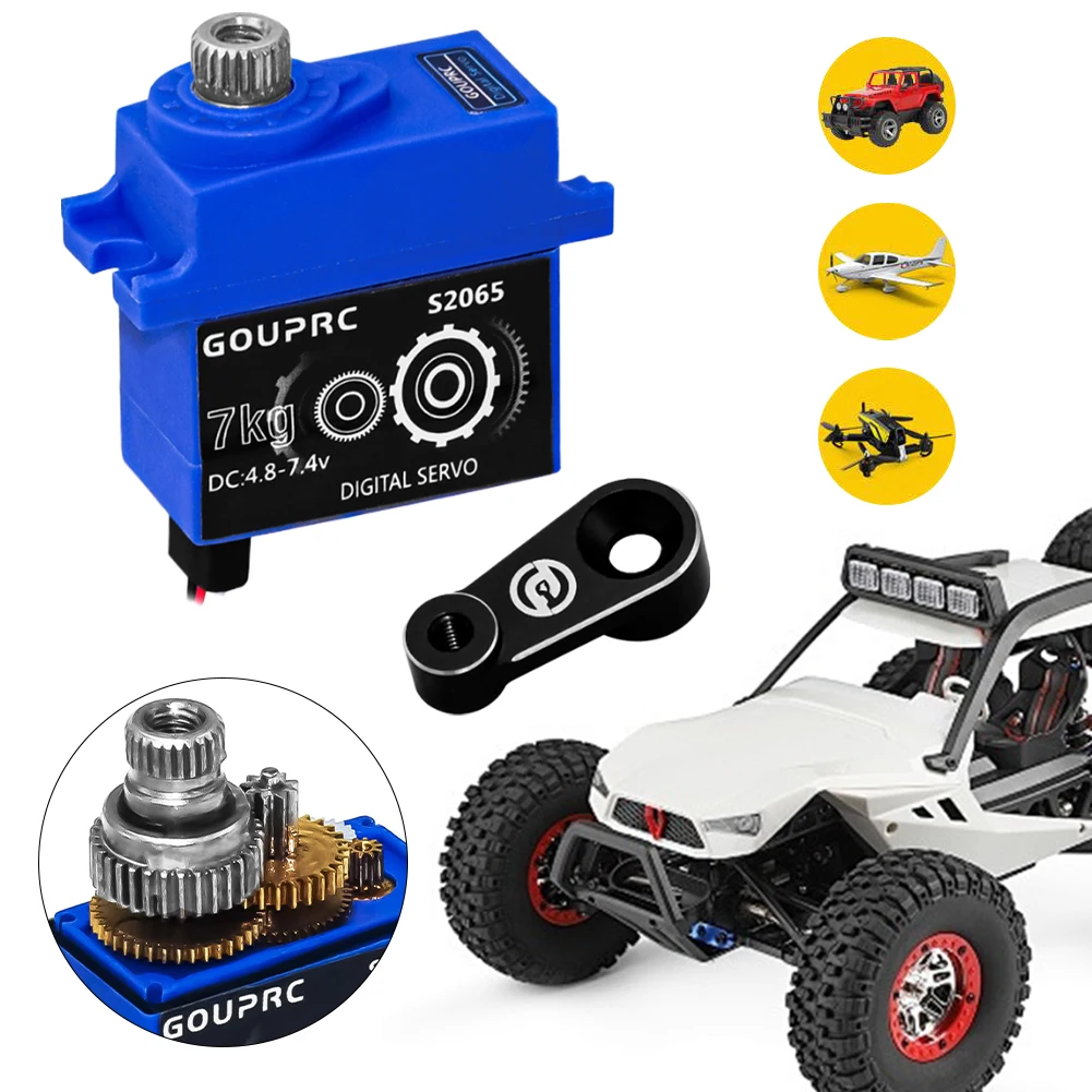 7KG Waterproof RC Digital Micro Servo with Servo Horn Metal Gear Servo Digital Servo for 1/10 RC Crawler Car SCX10 III TRX4 TRX6