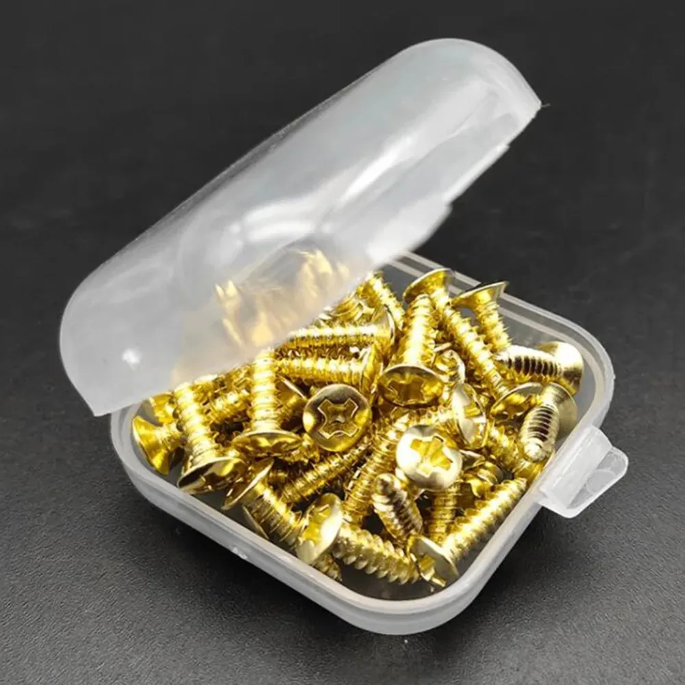 50pcs/set Guitar Pickguard Screws With Box 3*12mm Bass Metal Guitar Pickguard Screws Electric Guitar Plate Fixed Screw