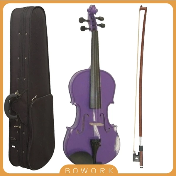 1/2 Size Acoustic Violin Purple Violin Student Fiddle +Bow +Bridge+ Strap Carry Case For Beginner Students Kids Christmas acoustic violin,violin accessories