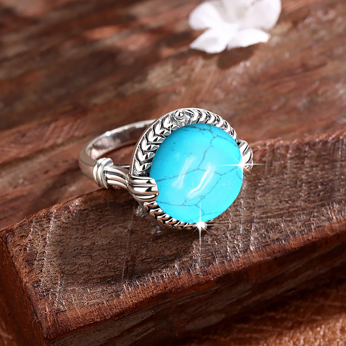 Sterling Silver Turquoise Ring for Women Boho Bohemian Blue Stone Thumb  Chevron | eBay