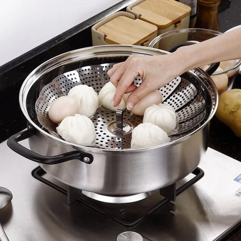 

Stainless Steel Lotus Steamer Tray Folding Variety Steamer Rack Multi-Function Food Eggs Fish Vegetable Fruit Steaming Tray
