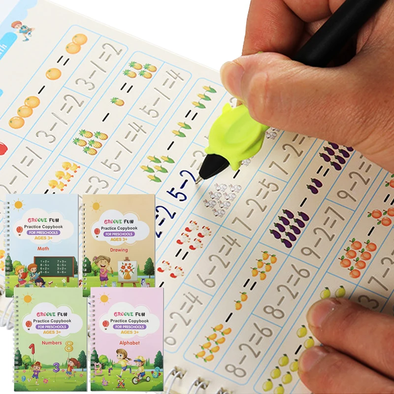 

Magic Practice Copybook for Kids Handwriting with Pens Eusable Letter Number Writing Book Workbook Calligraphy Tracing